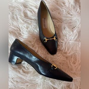 Vintage Etienne Aigner Black Leather Horsebit Pumps Heels 7.5
